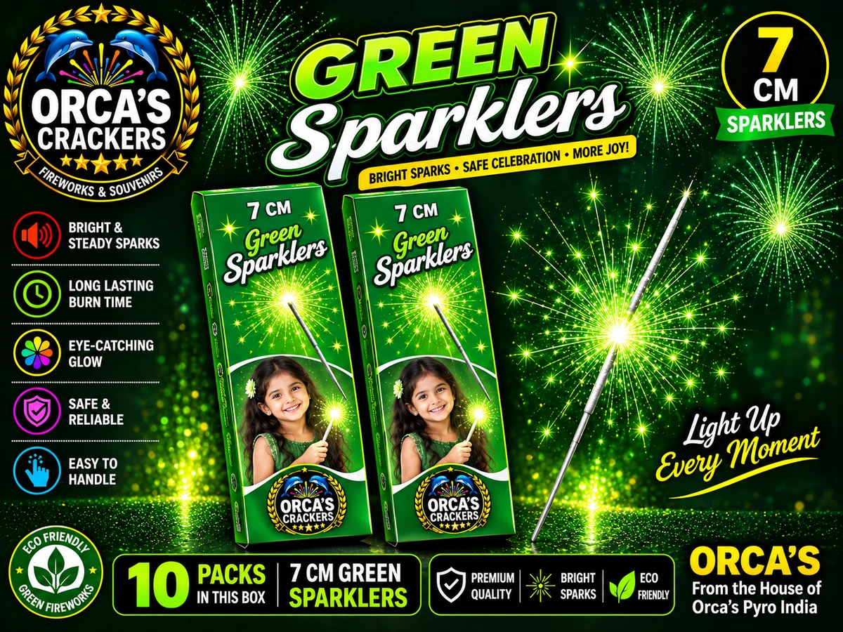 7 CM GREEN SPARKLERS