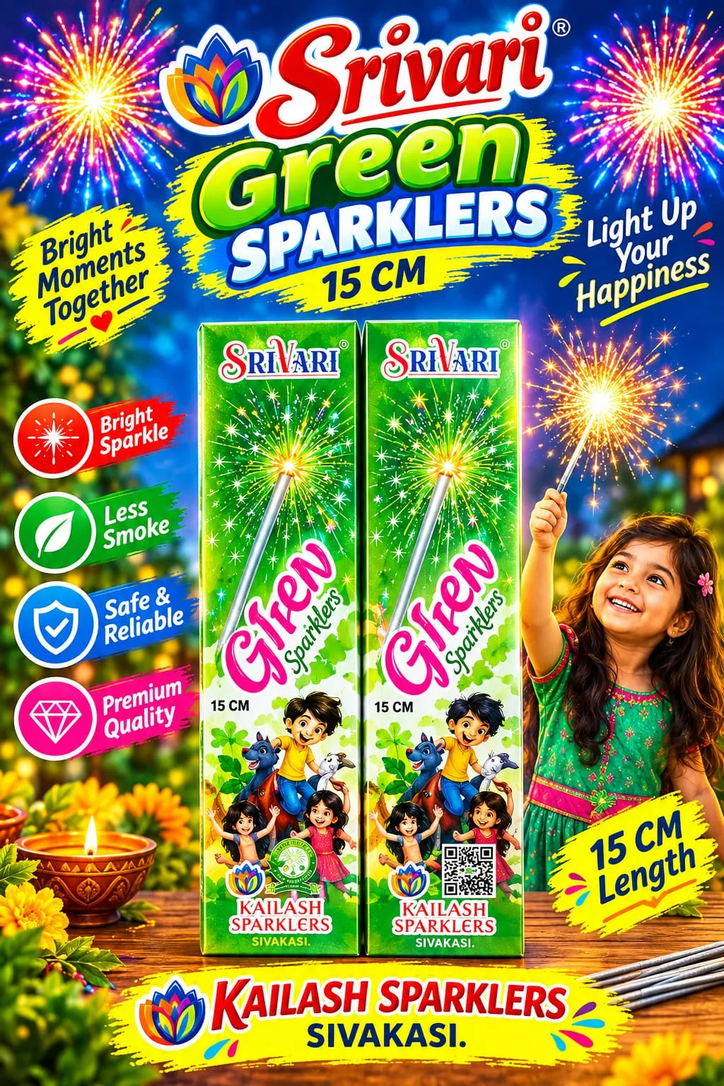 15 CM GREEN SPARKLERS